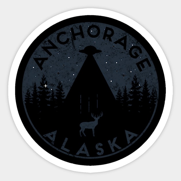 Anchorage Alaska Ufo Spaceship Sticker by SnugFarm